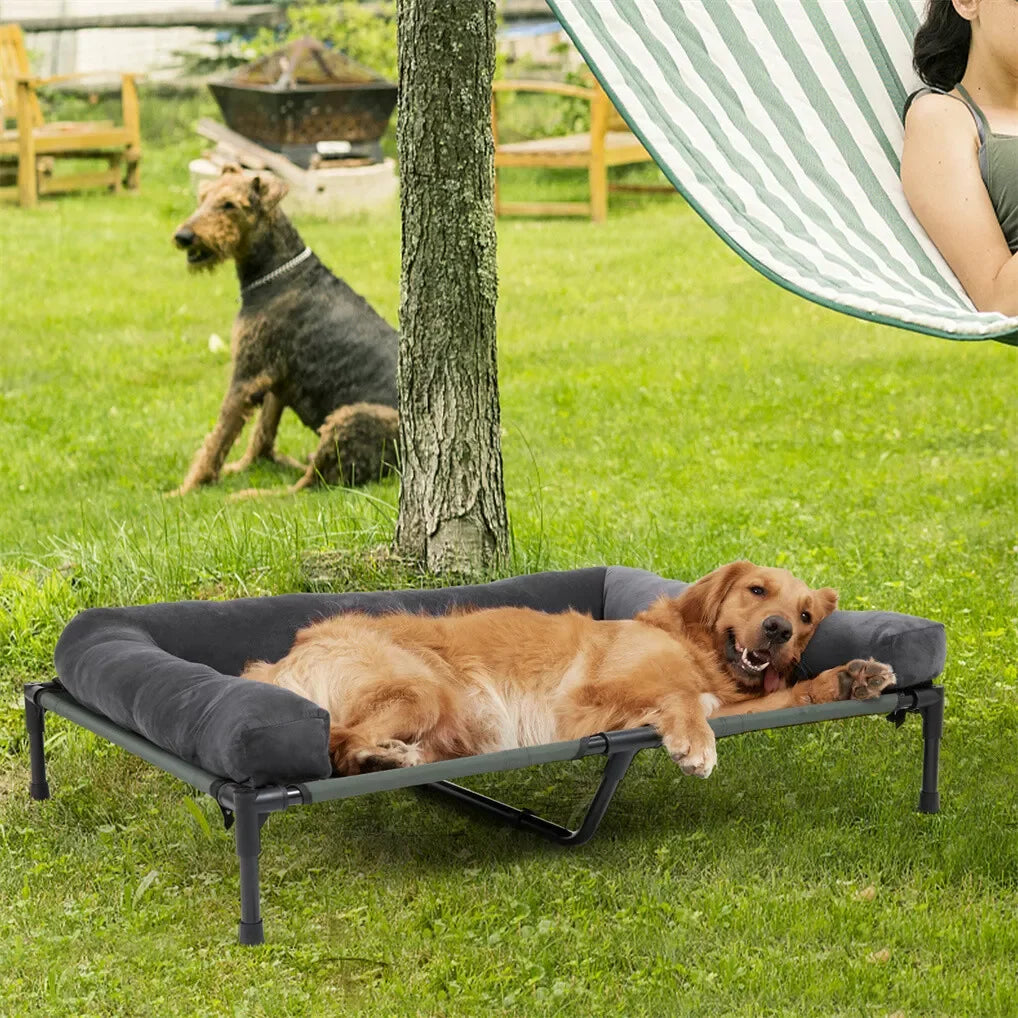 OEM Pet Bed Elevated Cooling Detachable Plush Bolster Gray Large