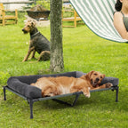 OEM Pet Bed Elevated Cooling Detachable Plush Bolster Gray Large