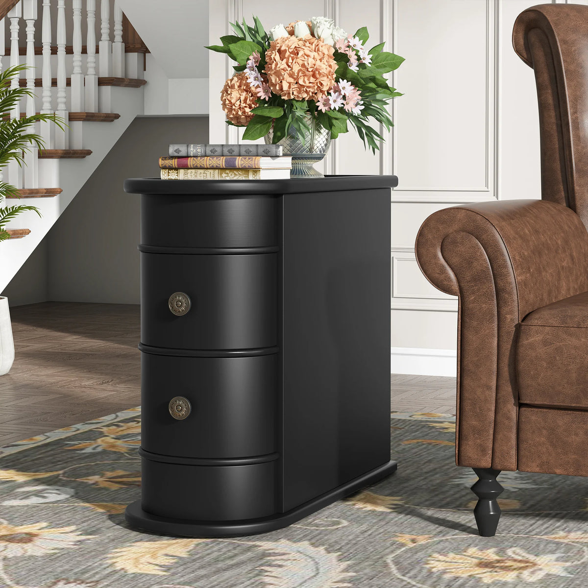 OEM End Table 2-Drawer Narrow Slim Wood