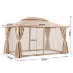 OEM Outdoor Gazebo Canopy Steel Frame Curtains Beige 3x4m
