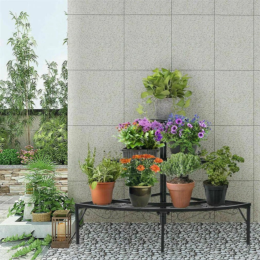 OEM Plant Stand 3-Tier Quarter Round Metal Corner Shelf