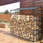 OEM Firewood Log Rack Metal Frame Protective Cover Black