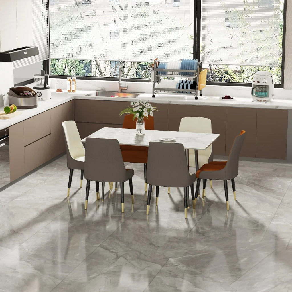 OEM Dining Table Sintered Stone Top Seats 4-6 White