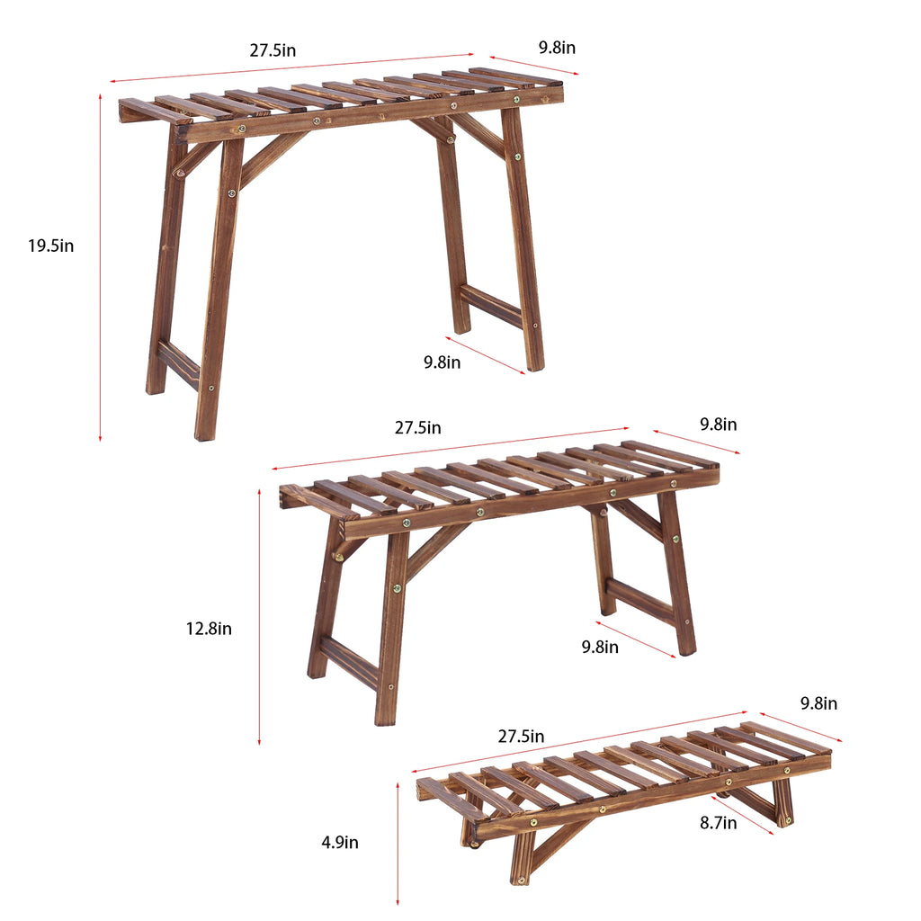 OEM Plant Display Rack 3-Tier Stepped Corner Dark Brown