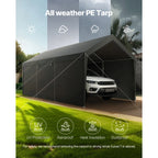 OEM Portable Carport Canopy Removable Sidewalls Zipper Door Gray 10x20ft
