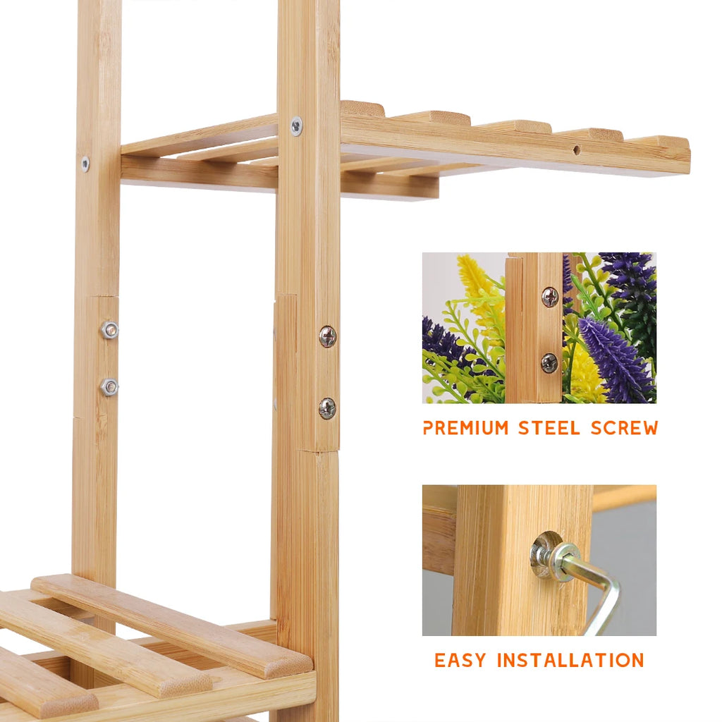 OEM Plant Stand 5-Tier Bamboo Indoor Outdoor Natural 40x20.2x102cm