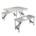 OEM Portable Folding Camping Table Set with Bench Seats Silver 85x66x66.5cm
