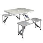 OEM Portable Folding Camping Table Set with Bench Seats Silver 85x66x66.5cm