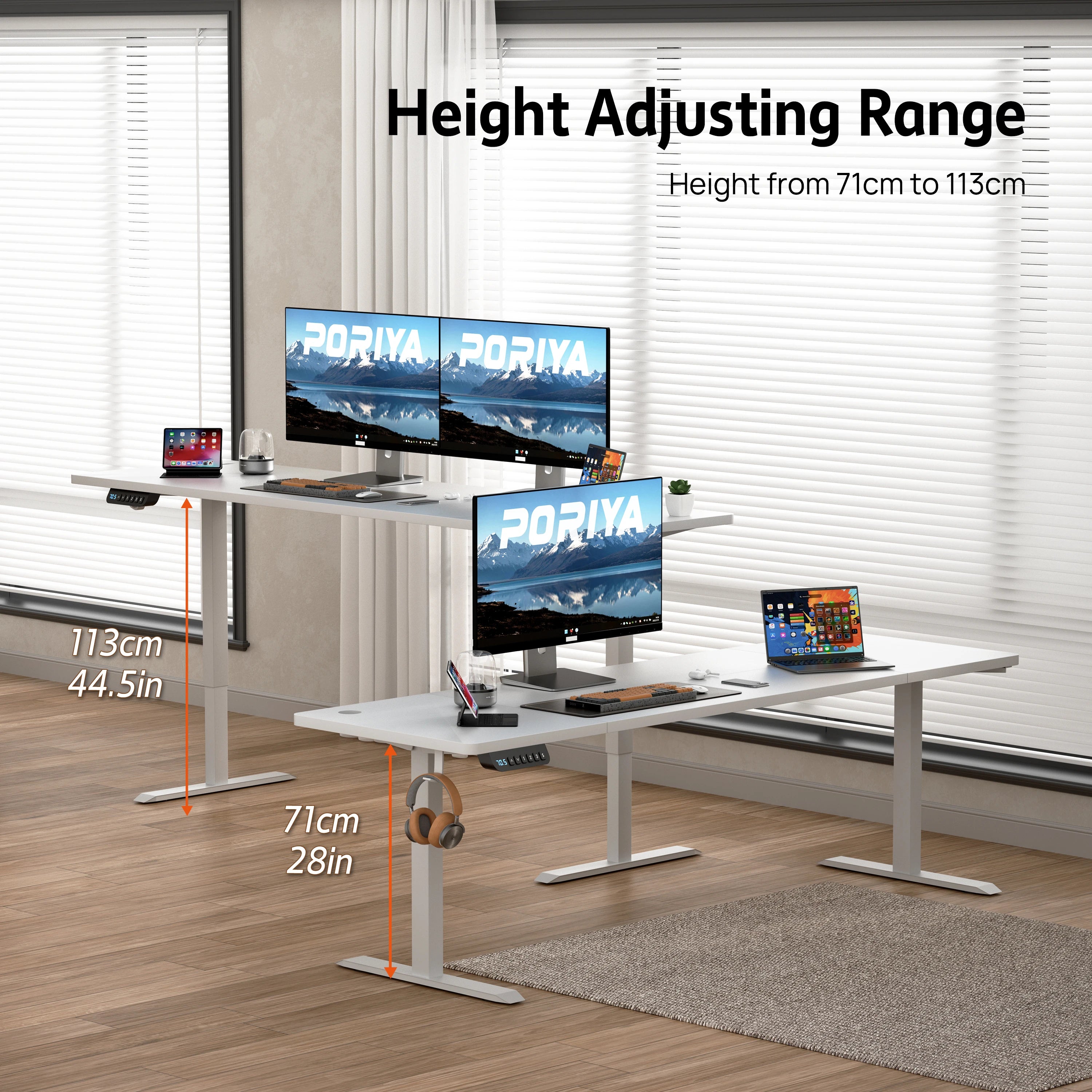 OEM Standing Desk Electric Height Adjustable White 170CM