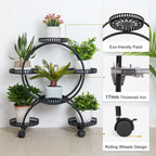 OEM Plant Stand Balcony Wheels Black 72.5x32.5x78.5CM