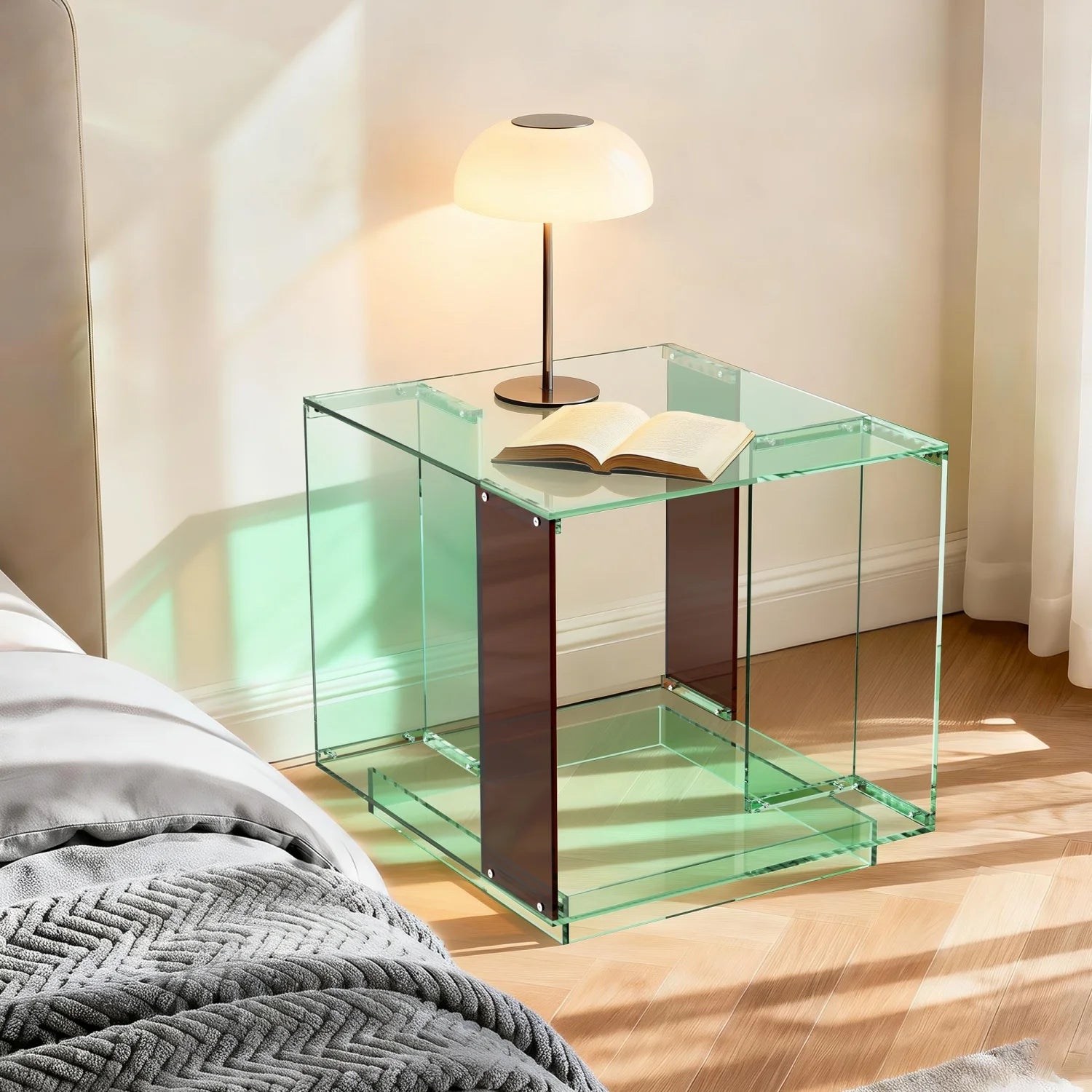 OEM Record Player Table 2-Tier Acrylic Open Storage Shelf
