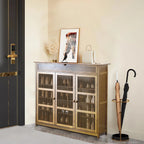 OEM Shoe Cabinet 4-Tier Bamboo Storage 3 Doors Brown Wood
