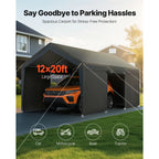 OEM Portable Carport Canopy Removable Sidewalls Zipper Door Gray 10x20ft