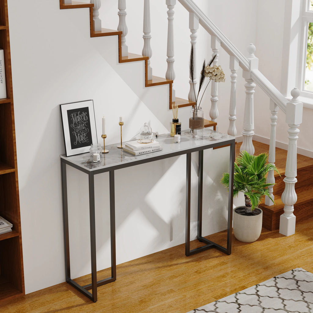 OEM Console Table Marble Accent White Marble 100x30x78.5CM