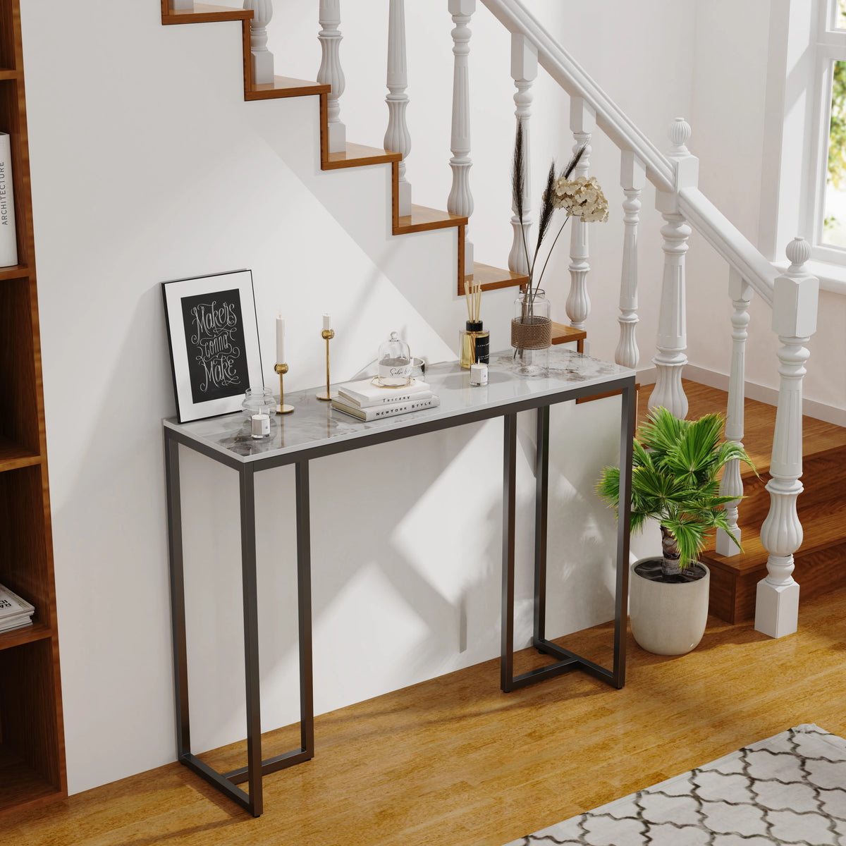 OEM Console Table Marble Accent White Marble 100x30x78.5CM