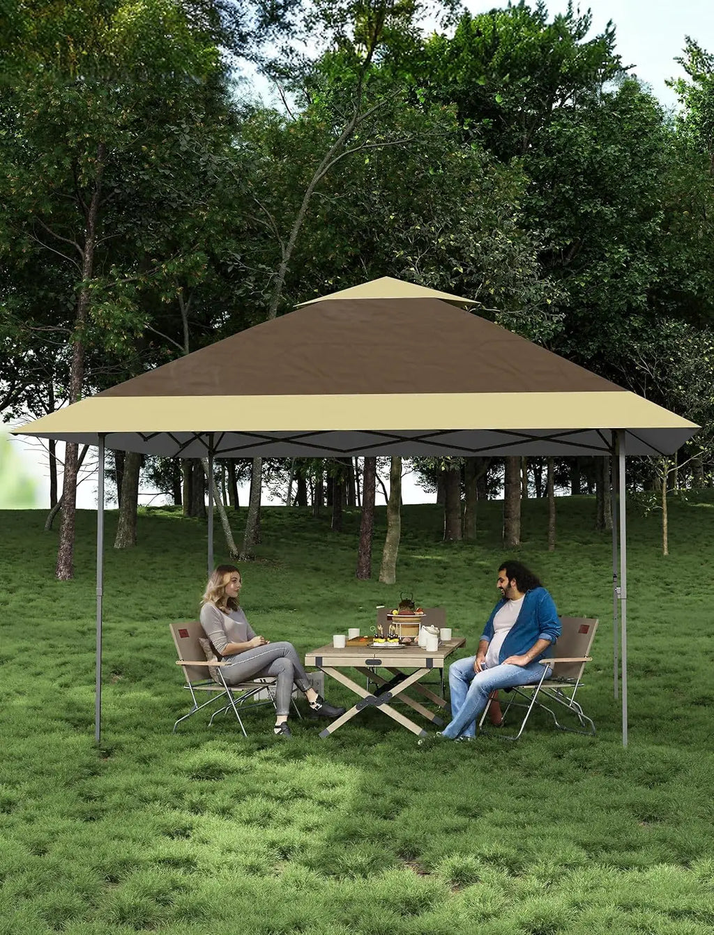 OEM Outdoor Pop Up Gazebo Canopy Tent Adjustable Height Waterproof Khaki 12x12ft