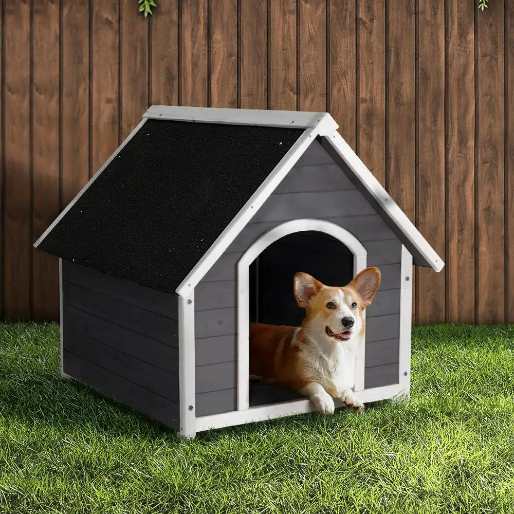 OEM Wooden Dog Kennel Weatherproof Outdoor Pet House Grey 78x89x81cm