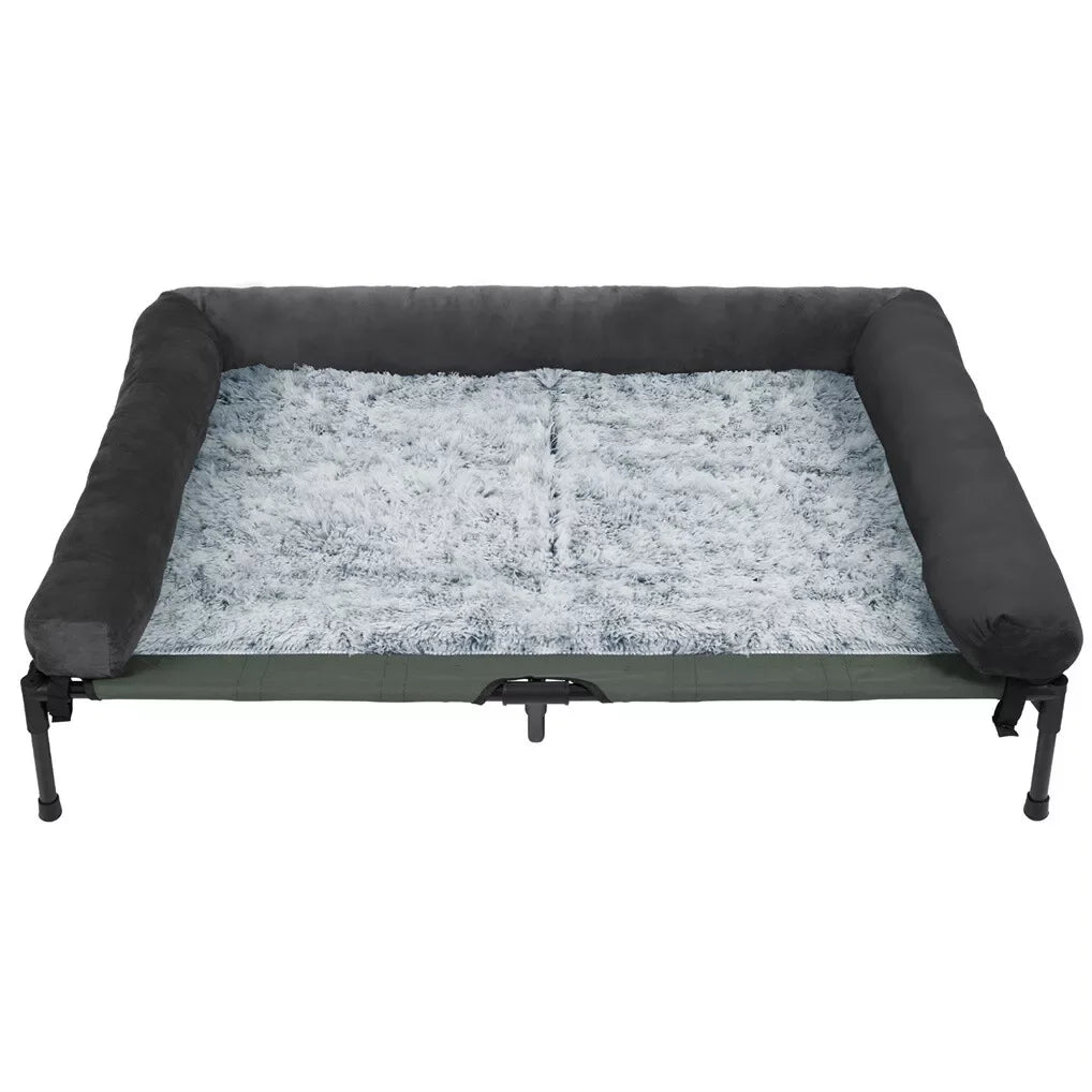 OEM Pet Bed Elevated Cooling Detachable Plush Bolster Gray Large