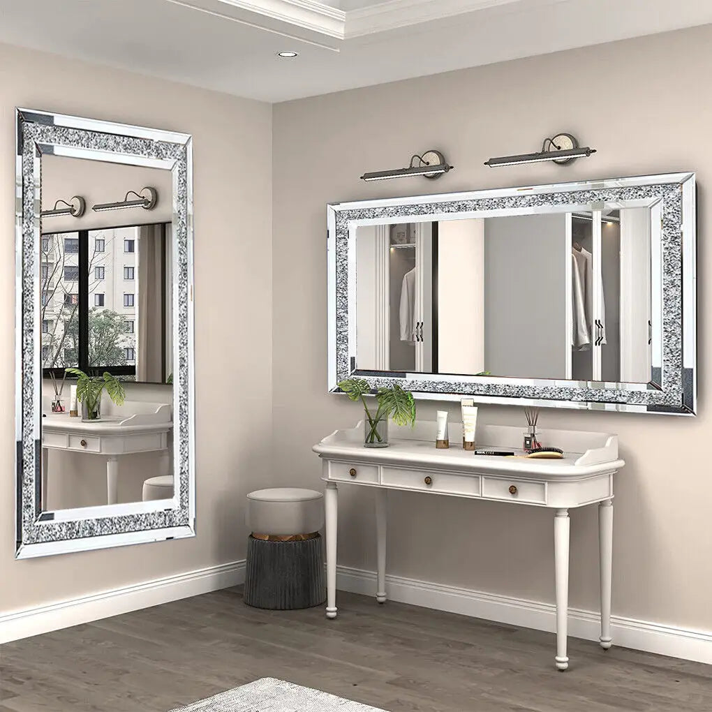 OEM Wall Mirror Crushed Diamond Silver