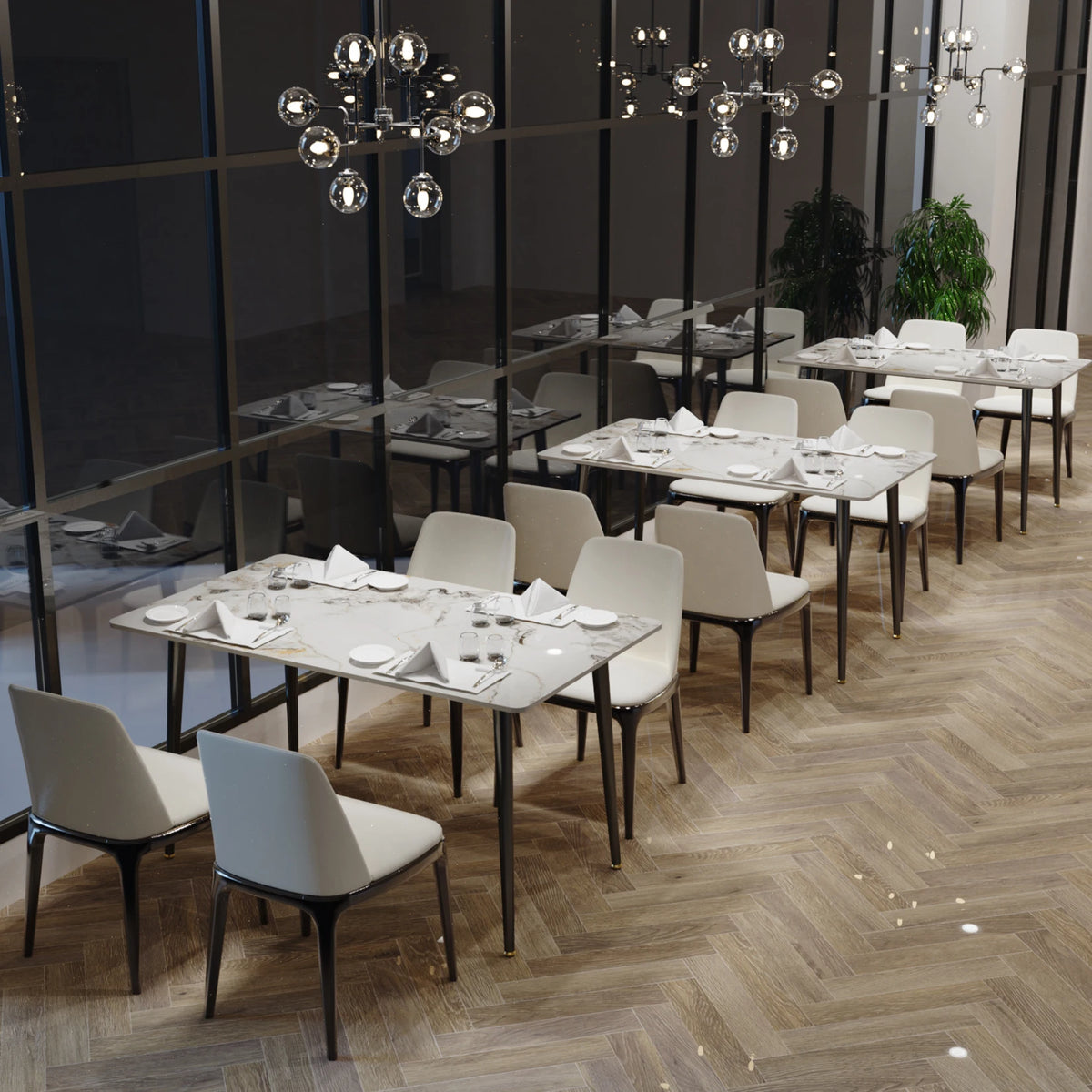 OEM Dining Table Sintered Stone Top Seats 4-6 White