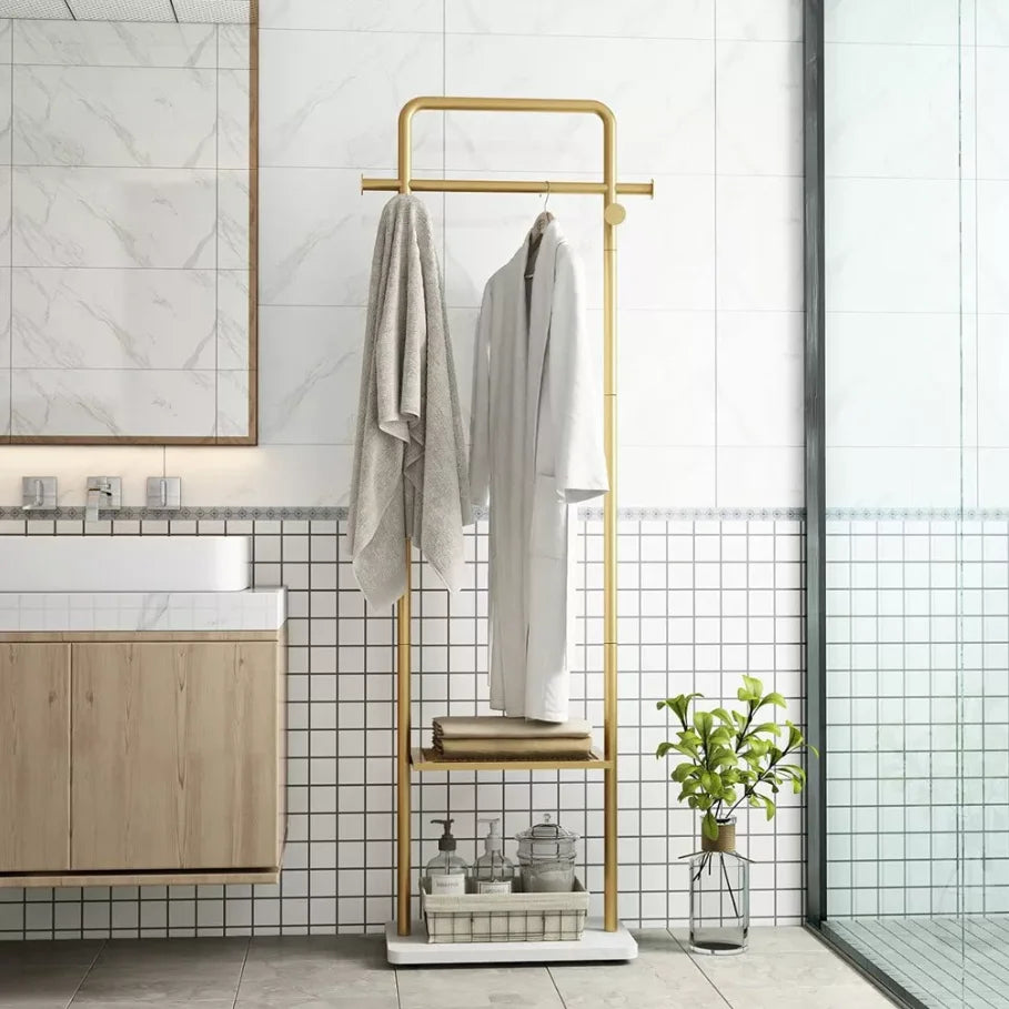 OEM Coat Rack Marble Base Metal Frame Gold