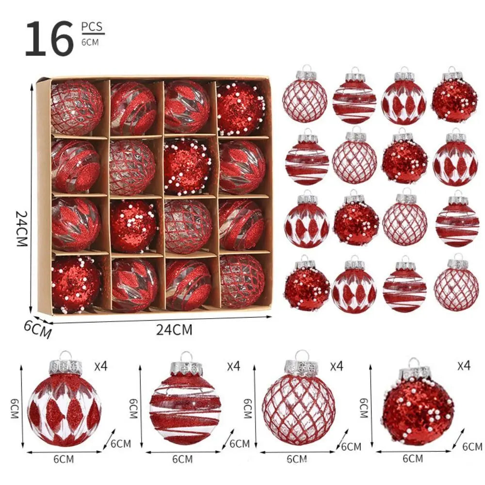 OEM Christmas Ball Ornaments Glitter Electroplated Plastic Xmas Tree Hanging Baubles Gold 6cm 16 Pack
