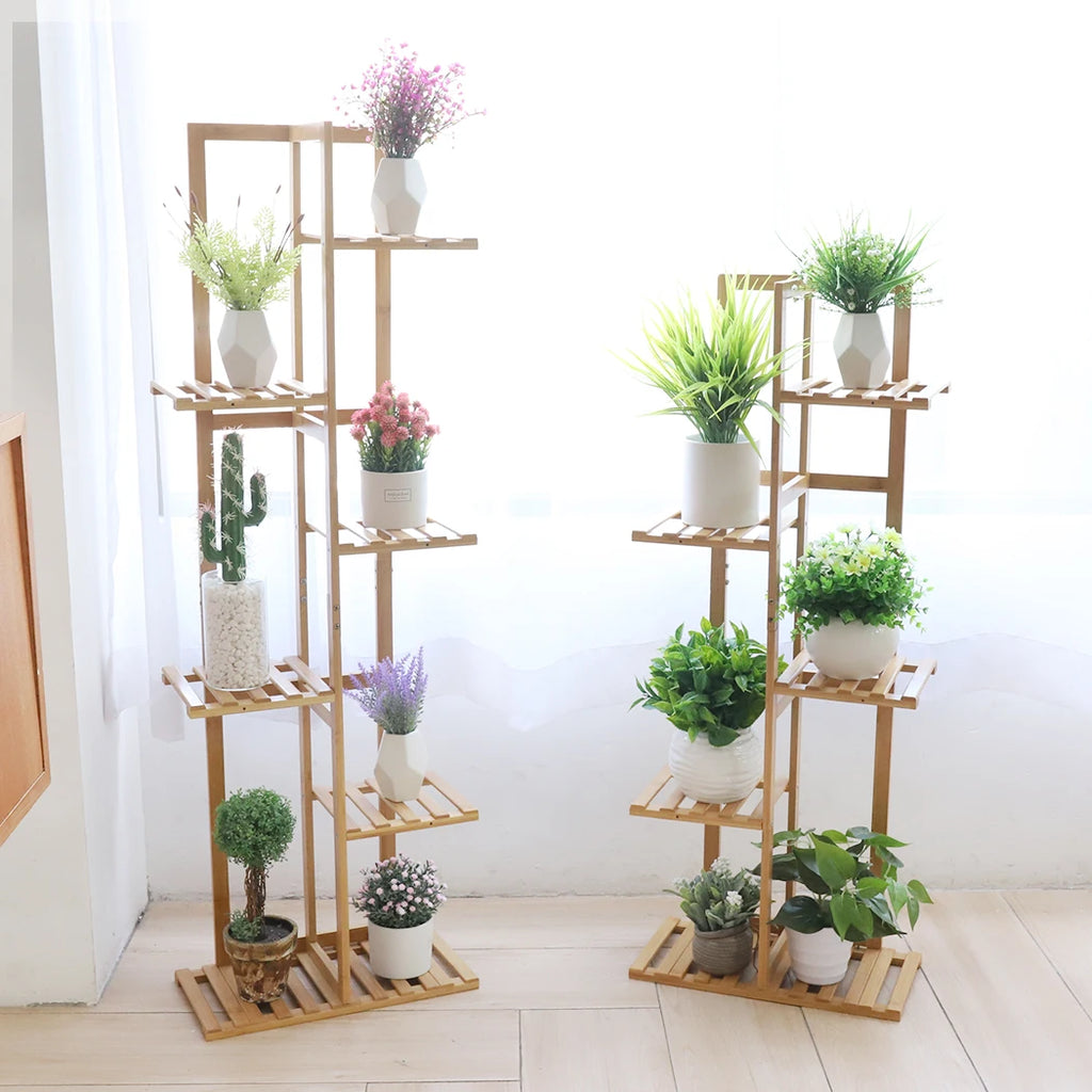 OEM Plant Stand Corner Display Rack Natural Wood