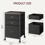 File Cabinet with 3 Drawers - Black