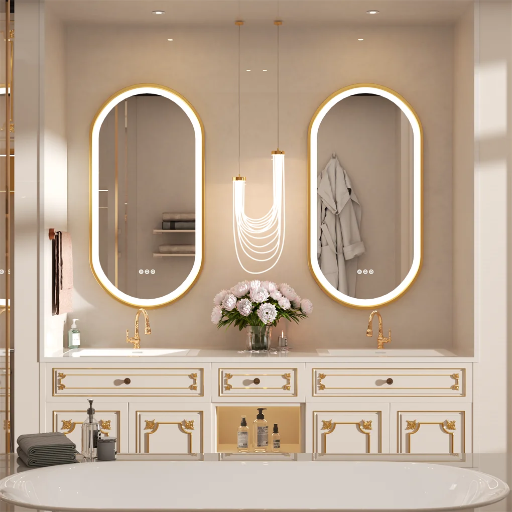 OEM Bathroom Mirror Oval LED Illuminated Gold