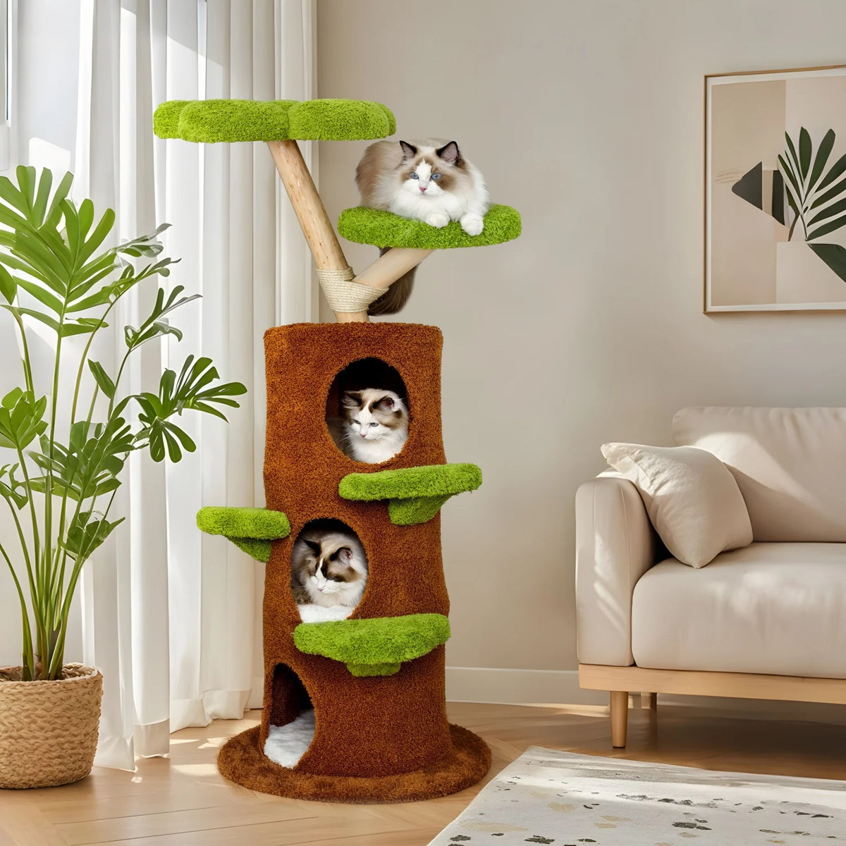 OEM Cat Tree Plush Stairs Condo Green 148cm