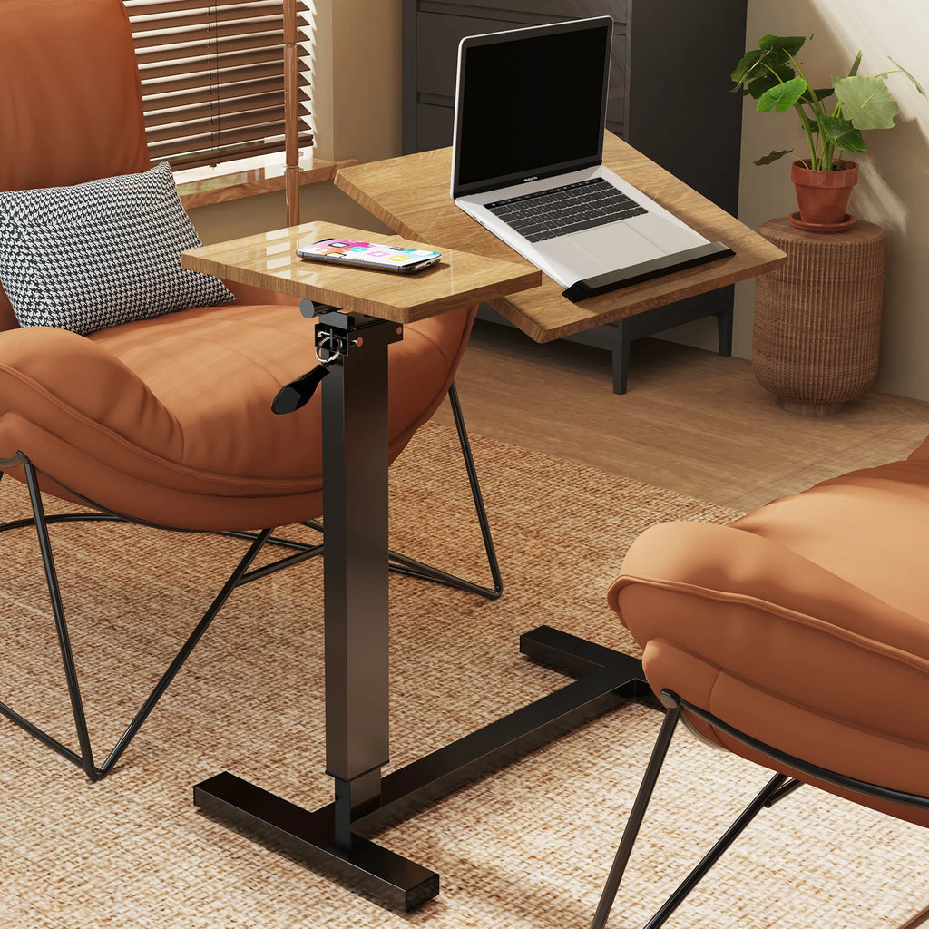 OEM Bedside Table Adjustable Height Wheels Black/Walnut
