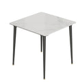 OEM Dining Table Sintered Stone Top Metal Legs Gloss White