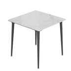 OEM Dining Table Sintered Stone Top Metal Legs Gloss White