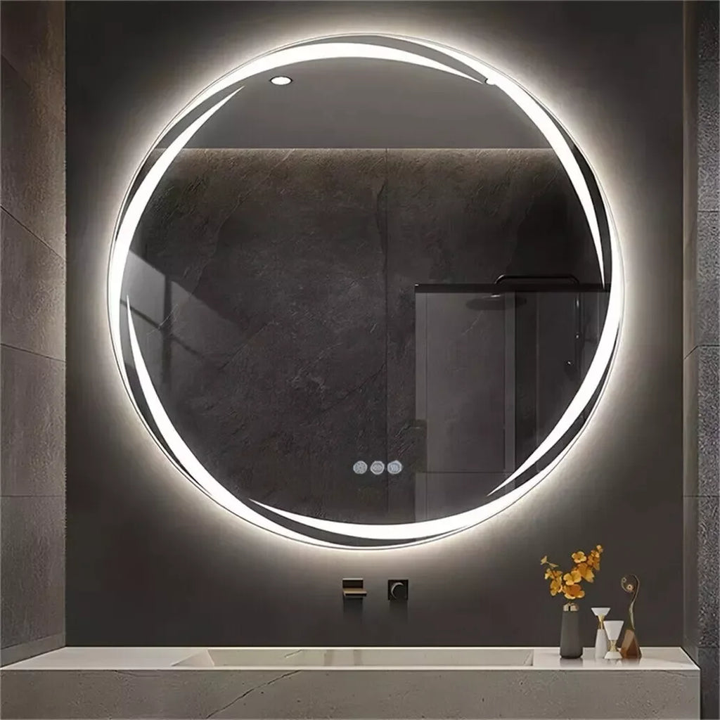OEM Bathroom Mirror Round LED Backlit Silver