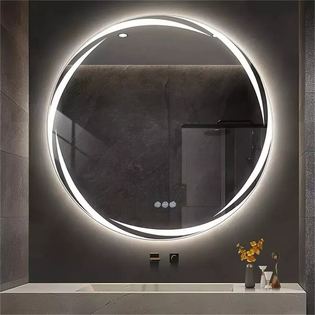 OEM Bathroom Mirror Round LED Backlit Silver