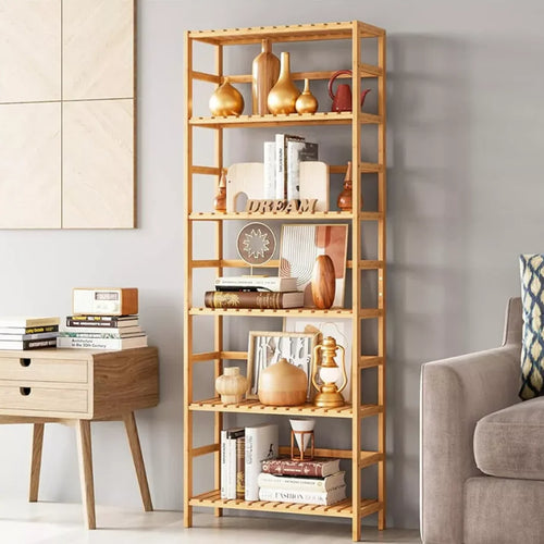 OEM Bamboo Shelving Unit 8-Tier Natural Wood