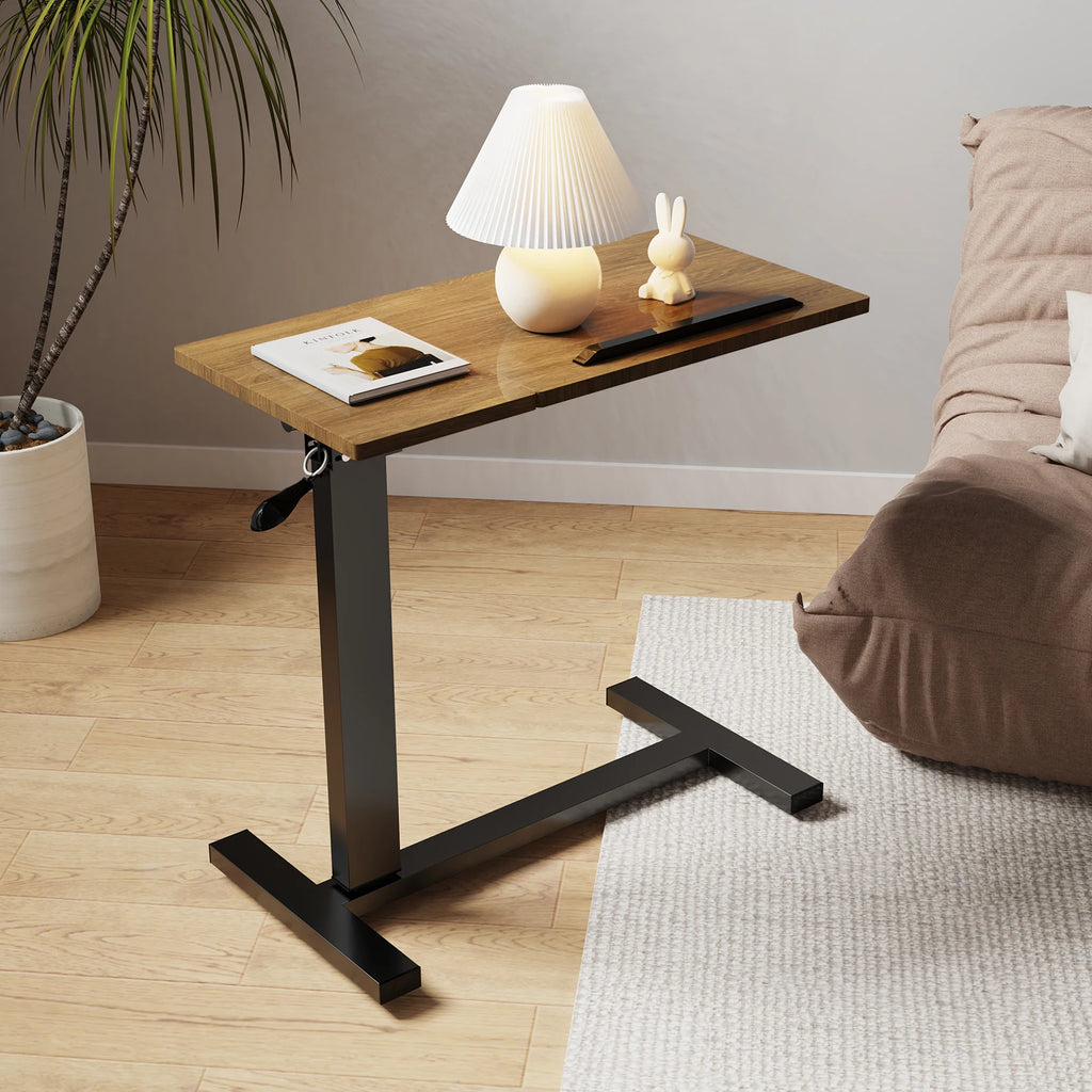 OEM Bedside Table Adjustable Height Wheels Black/Walnut
