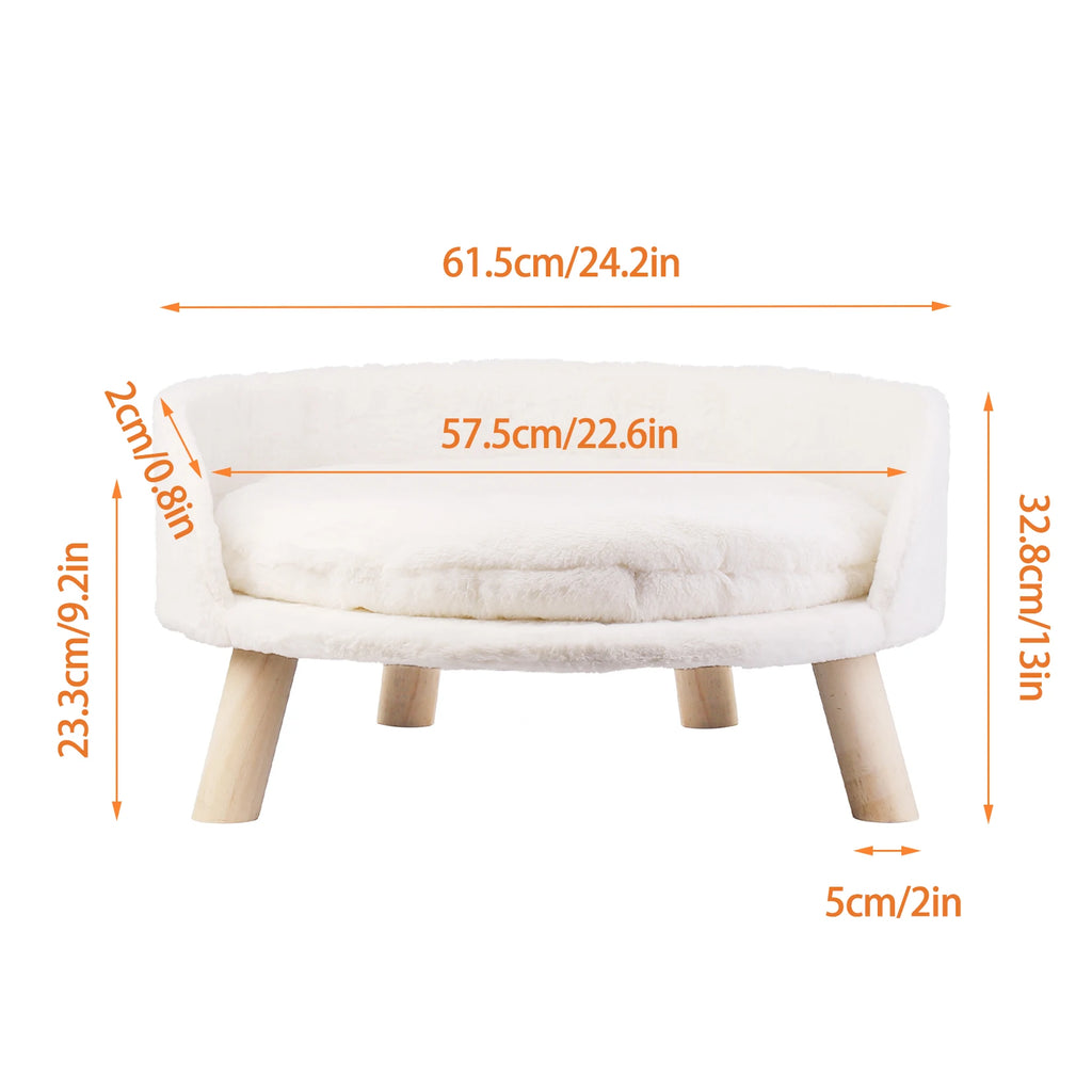 OEM Miniature Couch Velvet Upholstery Solid Stems White 60CM