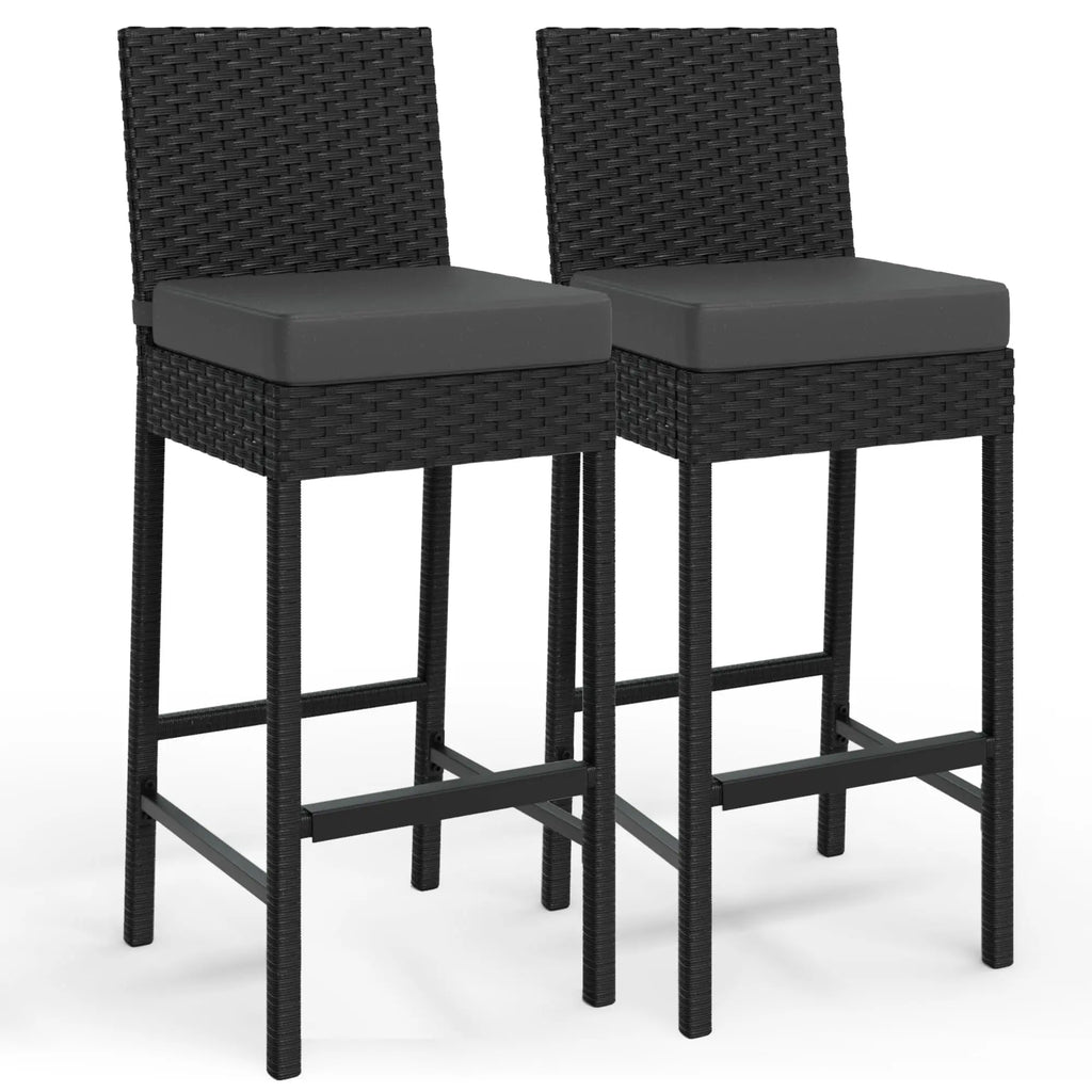Patio Barstools Set of 2 - Armless - Black/Grey