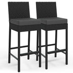 Patio Barstools Set of 2 - Armless - Black/Grey