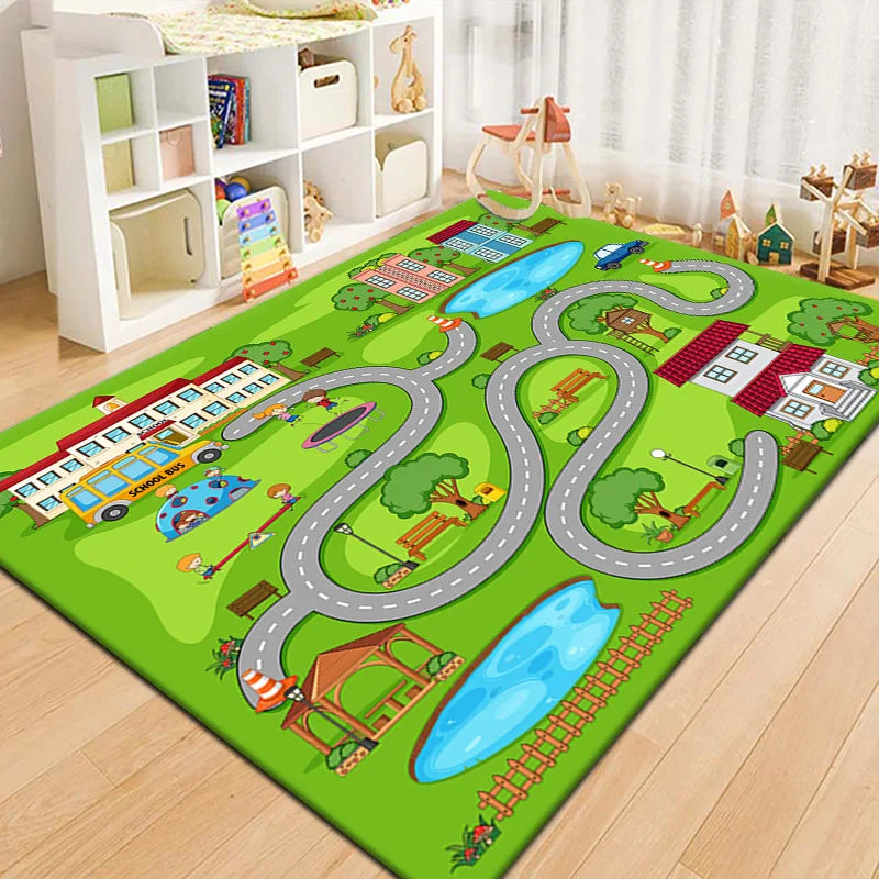 OEM Kids Road Play Rug Cartoon Parking Lot Non-Slip 140x200cm - JSJR-1