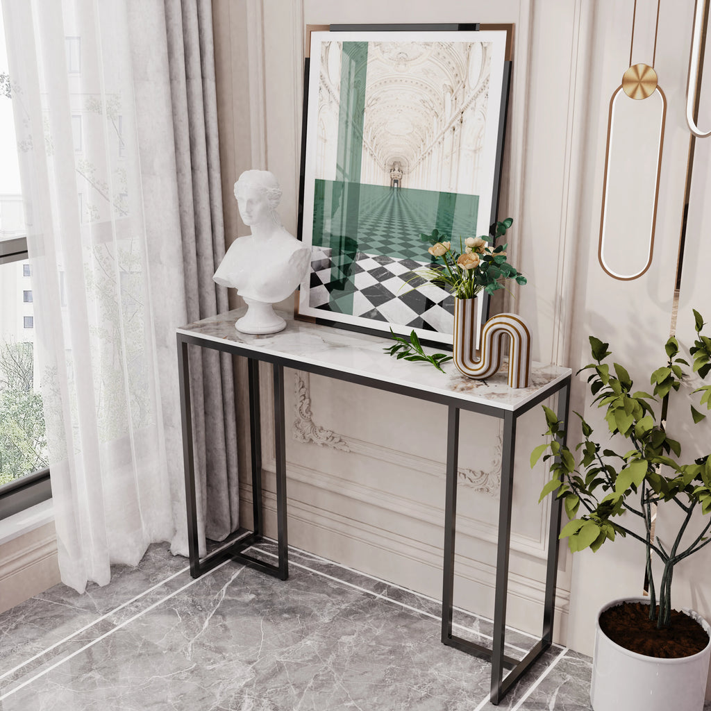 OEM Console Table Marble Accent White Marble 100x30x78.5CM