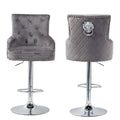 Swivel Bar Stool – Adjustable - Grey Velvet - 1 pcs