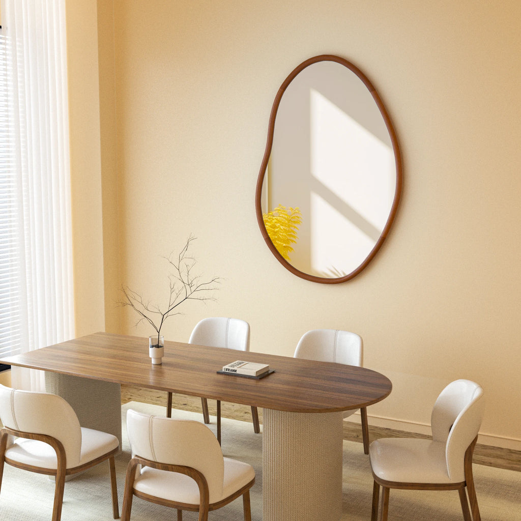 OEM Wall Mirror Asymmetrical Wood Frame Mid Century