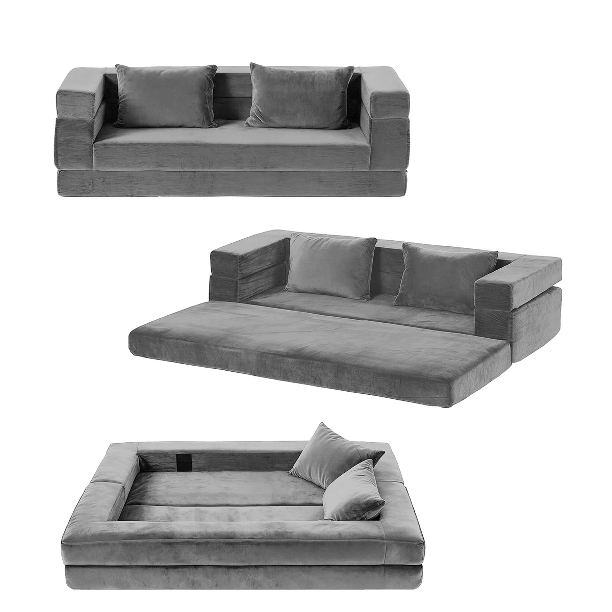 OEM Convertible Sofa Bed Folding Pull-Out Mattress Grey