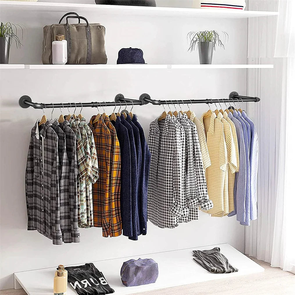 OEM Clothes Rack Wall Mounted Garment Hanging Rod Black