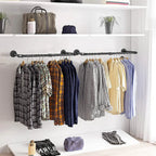 OEM Clothes Rack Wall Mounted Garment Hanging Rod Black