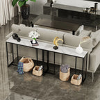 OEM Console Table Sintered Stone Top Metal Frame Black/White
