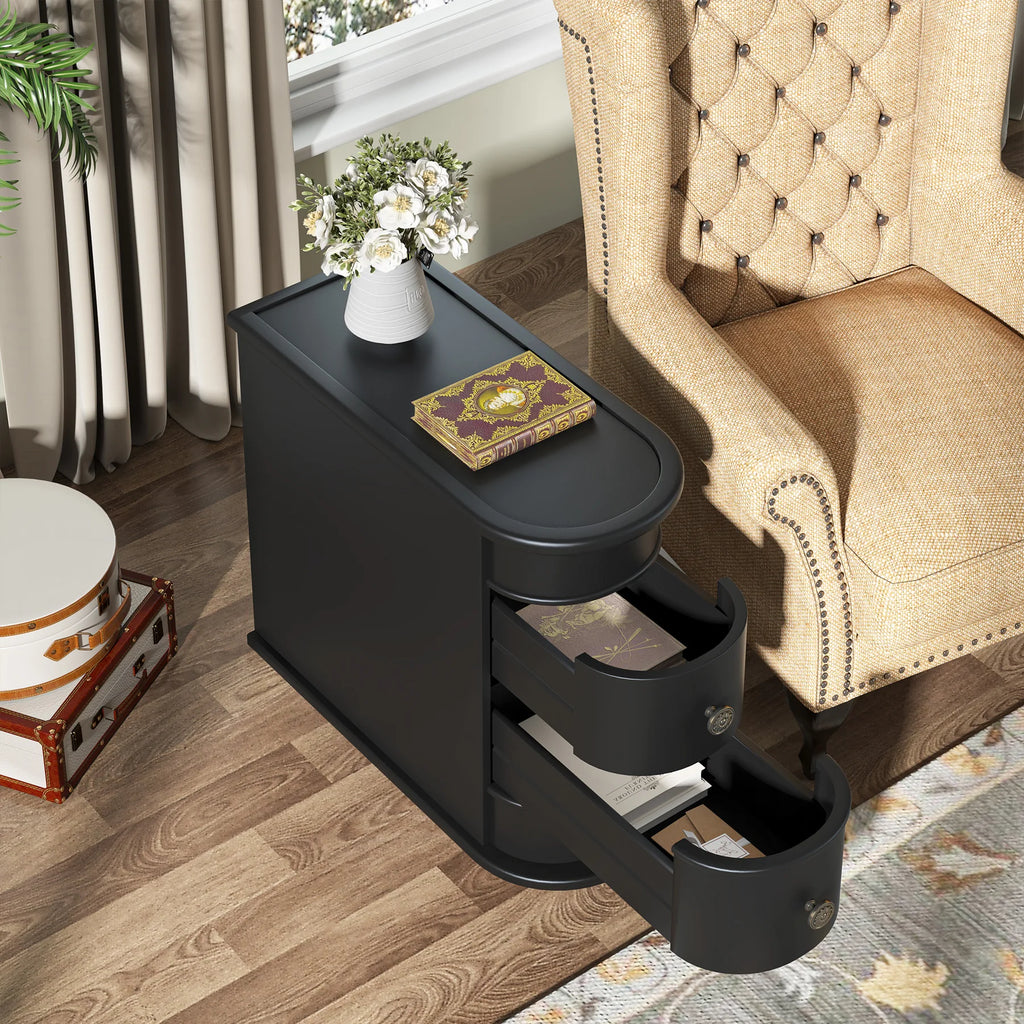 OEM End Table 2-Drawer Narrow Slim Wood