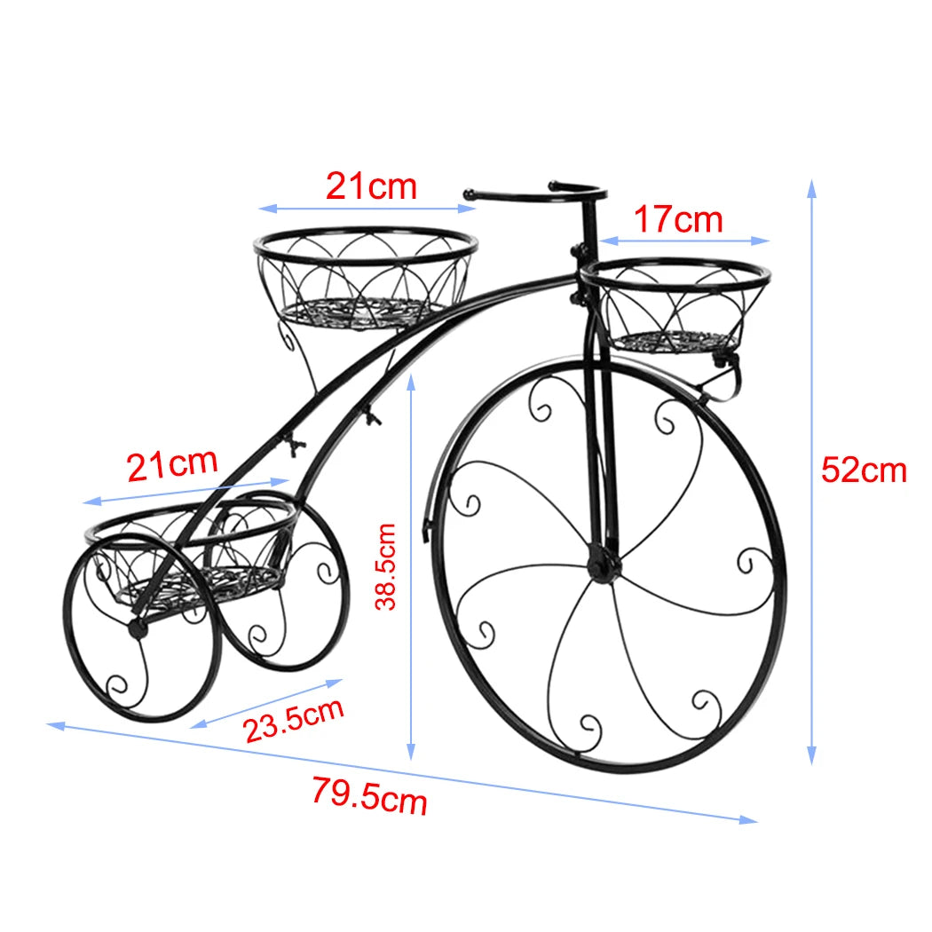 OEM Plant Stand 3-Tier Bicycle Iron Frame Black